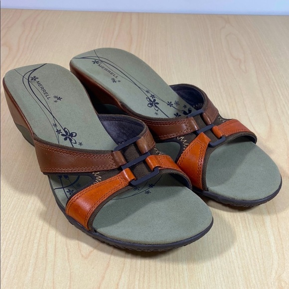 Merrell Women's Dewberry Brown and Orange Sandals Size 10 - Picture 1 of 8